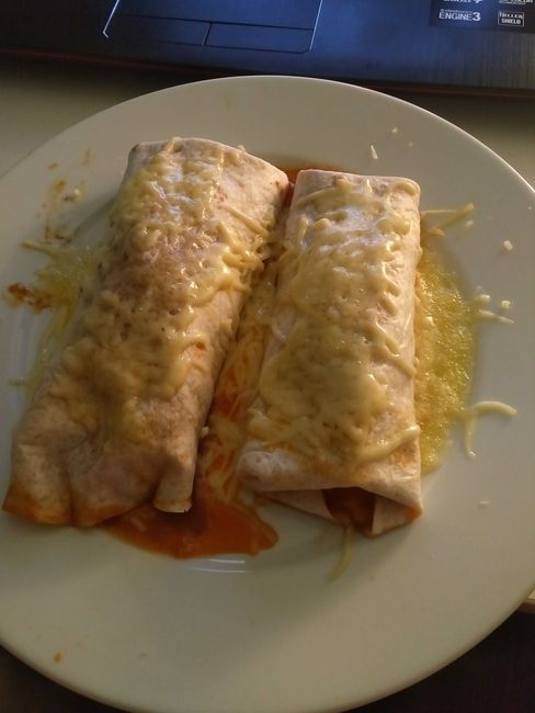Delicious Tex Mex wraps with cheese melted on top <3
