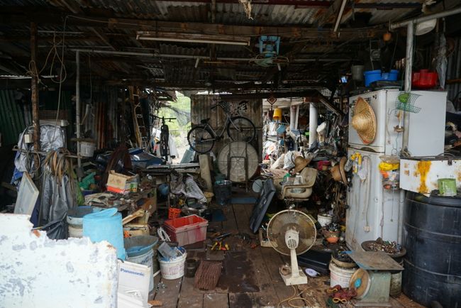Repair workshop on the island.. Marie Kondo would certainly have a lot to do here..