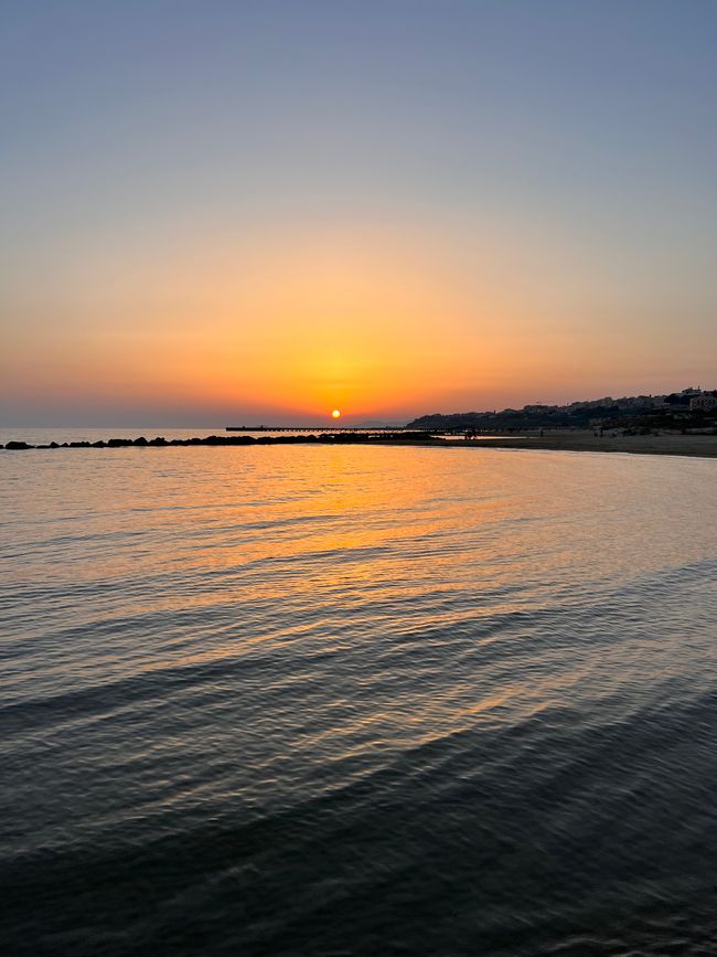 Sunset on the beach in Gela