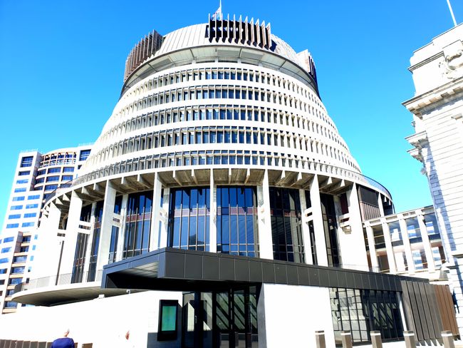 Beehive: das Parlamentsgebäude von Wellington soll an einen Bienenstock erinnern