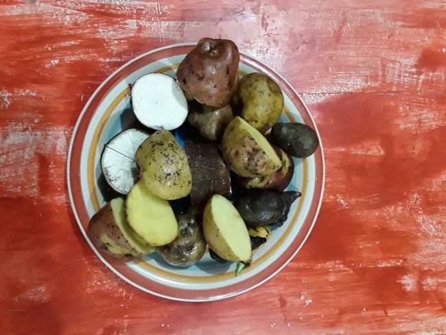 Peru has several hundred varieties of potatoes - here we have tried a selection from the market