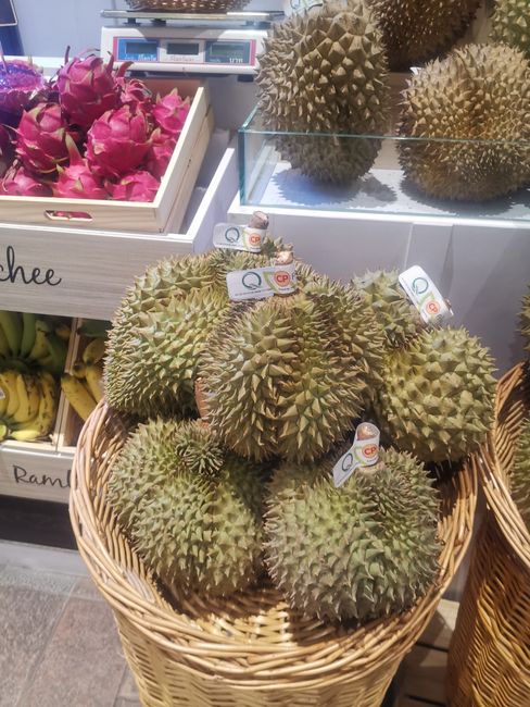 Durian fruit, but somehow it's forbidden to take it anywhere... 