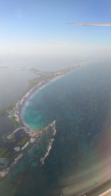 Blick auf die Hotelinsel von Cancún. 