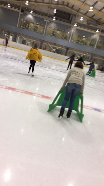 Ice skating in the sports center right next to my school