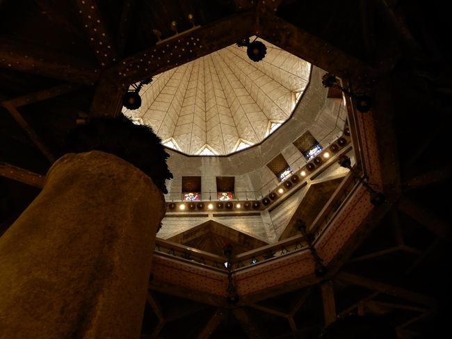 View from below of the huge dome of the large Annunciation Basilica