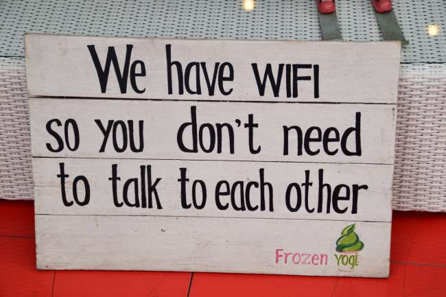 'We have wifi, so you don't have to talk to each other.'
