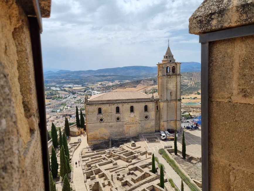 Fortaleza de la Mota. A view from the tower to the castle complex with a church.