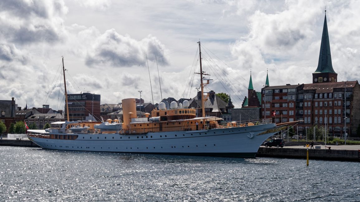 The royal yacht Dannebrog has docked