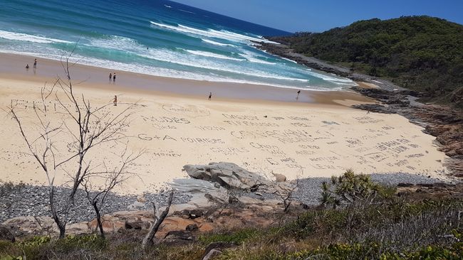 Many people placed words with stones on this beach.