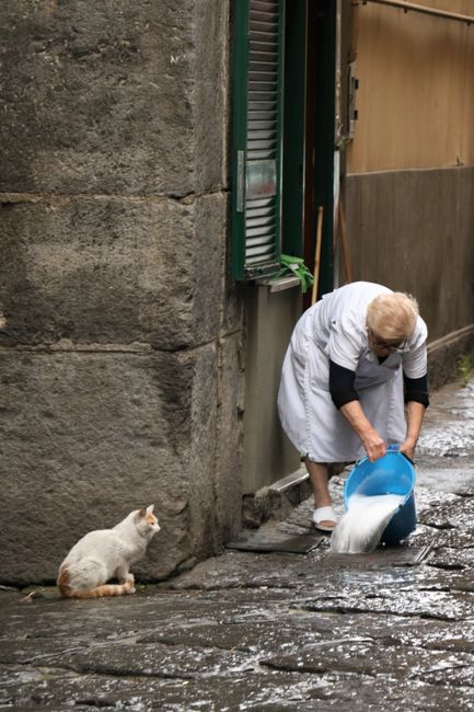 Dishwater is simply poured onto the street