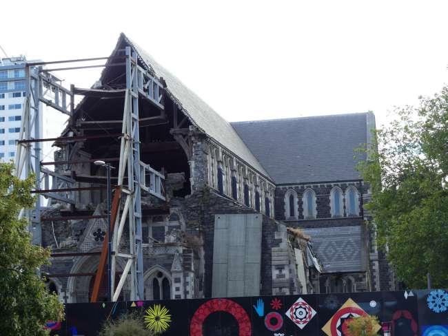 The collapsed wall of the cathedral