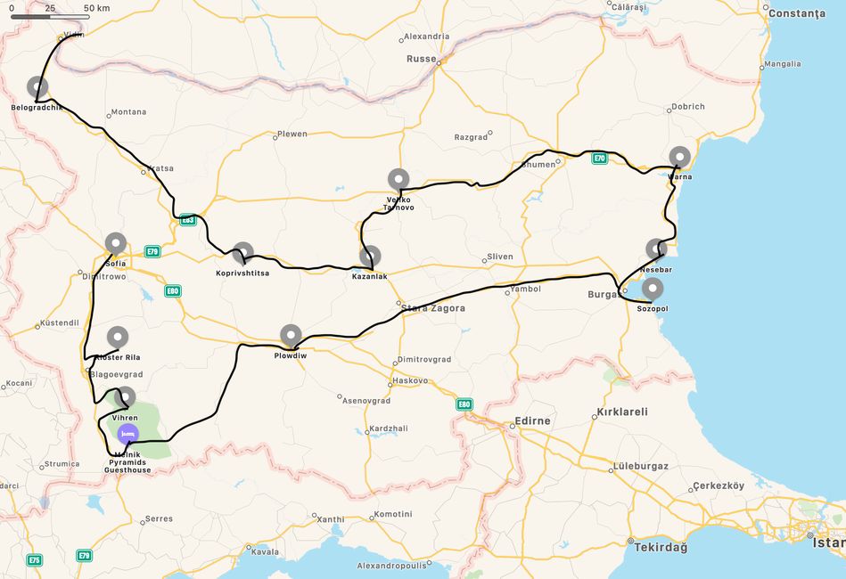 route in Bulgaria