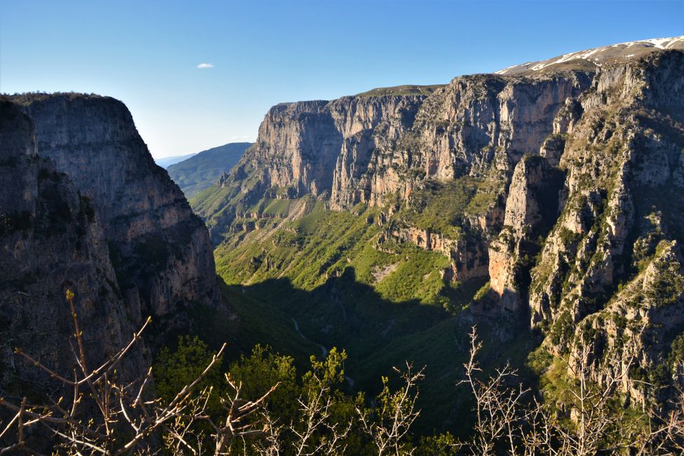 View from the viewpoint along the Vikos Gorge