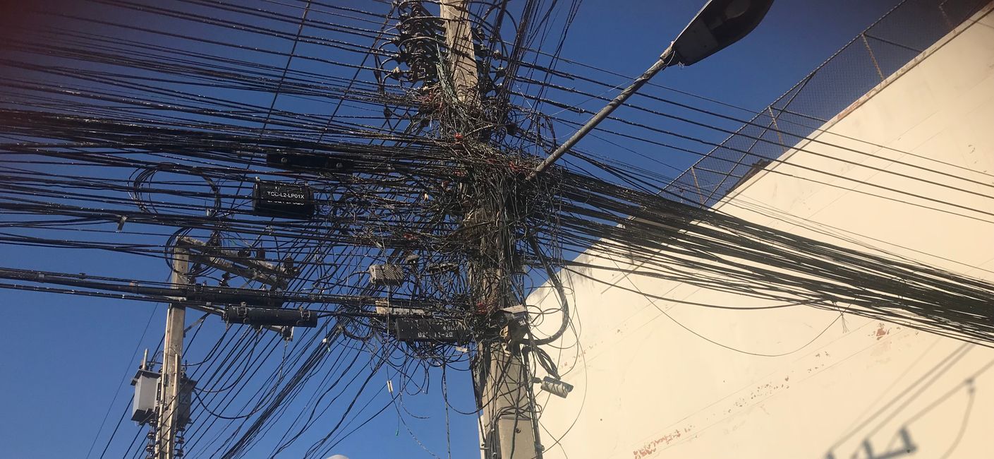 These power lines are a challenge for any electrician.